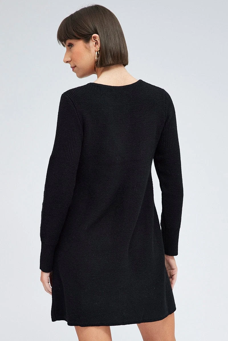 Black Knit Dress Long Sleeve 7 Black Knit Dress Long Sleeve - Image 5