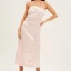 Pink Satin Straight Midi Dress -Midi Dresses Style dd12413 f pink 1