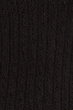 Black Ribbed Midi Dress Cutout -Midi Dresses Style dd12691 f3 black 6