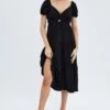 Black Midi Dress Short Sleeve Cut Out -Midi Dresses Style dd1270 81r black 1