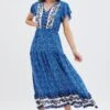 Blue Boho Bell Sleeve Midi Dress -Midi Dresses Style dd12794d f boho 1