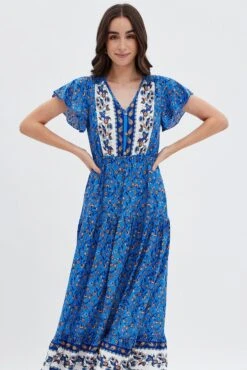 Blue Boho Bell Sleeve Midi Dress 11 Blue Boho Bell Sleeve Midi Dress -Midi Dresses Style dd12794d f boho 4