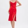 Red Cowl Neck Slip Midi Dress -Midi Dresses Style dd12920 f3 red 1