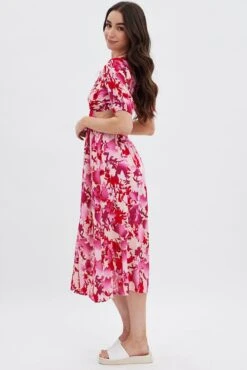 Red Floral Cutout Midi Dress -Midi Dresses Style dd12963a f3 floral 4