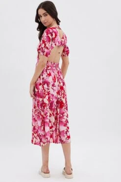 Red Floral Cutout Midi Dress -Midi Dresses Style dd12963a f3 floral 5
