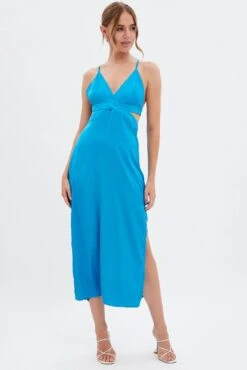 Blue Cutout Midi Dress