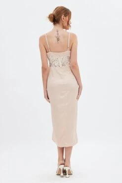 Beige Sweetheart Satin Dress -Midi Dresses Style dd12970 f3 champagne 5