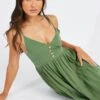 Green Midi Dress Sleeveless V-Neck -Midi Dresses Style dd14466a 47p khaki 1