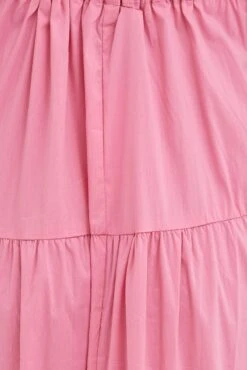 Pink Midi Dress Sleeveless Square Neck Poplin -Midi Dresses Style dd14468 34pb pink 6
