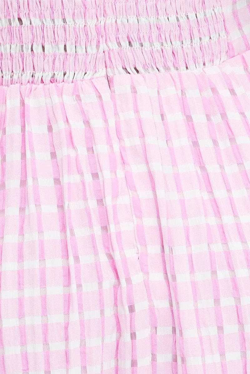 Purple Check Midi Dress Puff Sleeve 8 Purple Check Midi Dress Puff Sleeve - Image 6