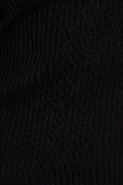 Black Knit Dress Short Sleeve Collared V-Neck Mini -Midi Dresses Style dd1488a 40r black 6