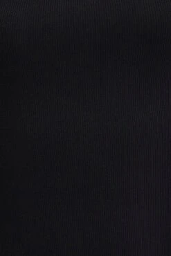 Black Midi Dress Long Sleeve High Neck Rib Jersey -Midi Dresses Style dd1548 35r black 6