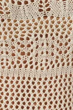 Beige Knit Dress Long Sleeve Crochet -Midi Dresses Style dd1635 40rb camel 6