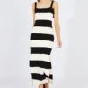 Black Stripe Knit Dress Sleeveless Tie Shoulder 1 Black Stripe Knit Dress Sleeveless Tie Shoulder -Midi Dresses Style dd1752 40rb stripe 1
