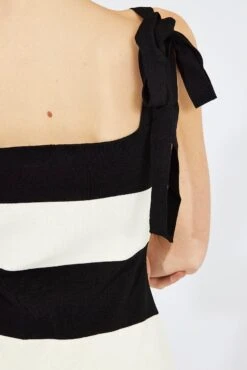 Black Stripe Knit Dress Sleeveless Tie Shoulder 13 Black Stripe Knit Dress Sleeveless Tie Shoulder -Midi Dresses Style dd1752 40rb stripe 6
