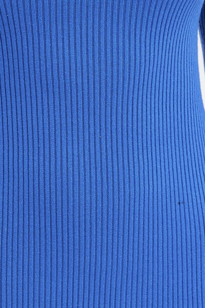 Blue Knit Dress Sweetheart Neck Long Sleeve Midi 8 Blue Knit Dress Sweetheart Neck Long Sleeve Midi - Image 6