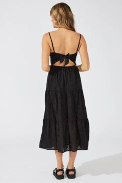 Black Midi Dress Sleeveless Eyelet -Midi Dresses Style dd2551 34pb black 5