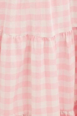 Pink Check Midi Dress One Shoulder Shirred Body -Midi Dresses Style dd25915a 10rb check 6