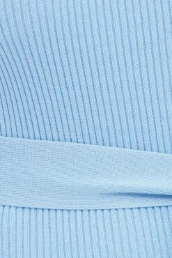 Blue Knit Dress Sleeveless Round Neck Belted Midi 13 Blue Knit Dress Sleeveless Round Neck Belted Midi -Midi Dresses Style dd2678 40pb dusty blue 6