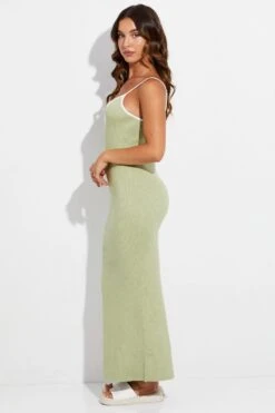 Green Knit Dress Midi Contrast Bind 11 Green Knit Dress Midi Contrast Bind -Midi Dresses Style dd2766 40pb sage 4