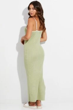 Green Knit Dress Midi Contrast Bind 12 Green Knit Dress Midi Contrast Bind -Midi Dresses Style dd2766 40pb sage 5