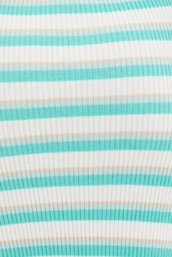 Blue Stripe Knit Dress Midi Square Neck -Midi Dresses Style dd2844 40p stripe 6