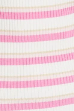 Pink Stripe Knit Dress Midi Square Neck -Midi Dresses Style dd2844a 40pb stripe 6