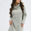 Grey Knit Dress Turtle Neck Long Sleeve Mini -Midi Dresses Style dd2925 40pb grey 1