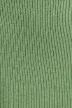 Green Knit Dress High Neck Sleeveless Midi -Midi Dresses Style dd3103 40pb khaki 6