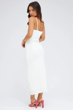 White Midi Dress Cut Out Textured Fabric 12 White Midi Dress Cut Out Textured Fabric -Midi Dresses Style dd3124 47pb white 5