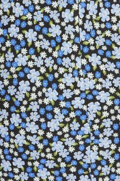 Black Ditsy Midi Dress Gathering Bust Sleeveless -Midi Dresses Style dd3505a 33pb ditsy 6