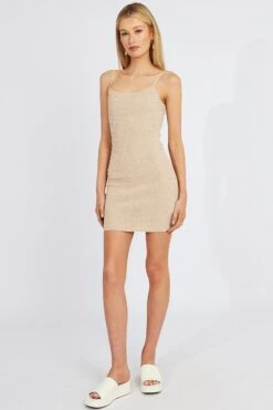 Beige Knit Dress Sleeveless 10 Beige Knit Dress Sleeveless -Midi Dresses Style dd4004b 40r beige 3