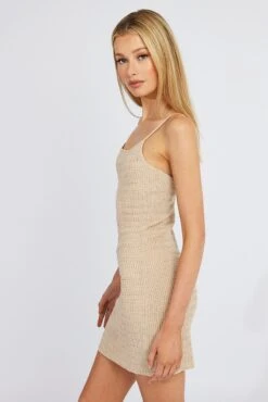 Beige Knit Dress Sleeveless 11 Beige Knit Dress Sleeveless -Midi Dresses Style dd4004b 40r beige 4