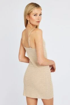 Beige Knit Dress Sleeveless 12 Beige Knit Dress Sleeveless -Midi Dresses Style dd4004b 40r beige 5