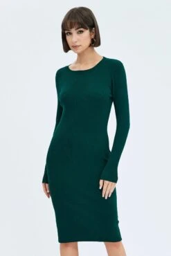 Green Knit Dress Long Sleeve Midi 10 Green Knit Dress Long Sleeve Midi -Midi Dresses Style ddc1572 40rb hunter 3