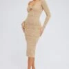 Beige Knit Dress Long Sleeve Sweetheart Twist Crochet -Midi Dresses Style ddc5366 40cb natural 1