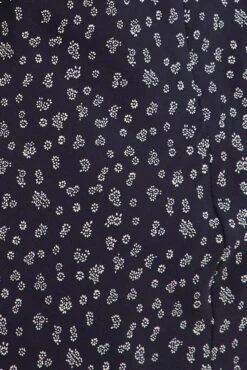 Black Ditsy Midi Dress Sleeveless Ruched Bust -Midi Dresses Style ddc6129w 81rb ditsy 6