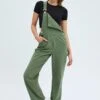 Green Denim Overall -Midi Dresses Style dl2045 33jb khaki 1