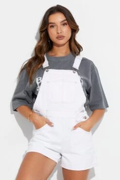 White Denim Overall -Midi Dresses Style ds5701e 33jb off white 3
