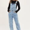 Blue Overall None -Midi Dresses Style dungaree blue overall none 32965618892993