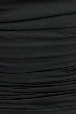 Black Bodycon Midi Dress Rose Strappy Rosette Gathered -Midi Dresses Style ed0079 34zb black 6