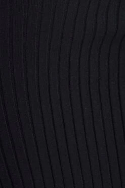 Black Midi Dress Long Sleeve Round Neck Keyhole Rib Knit -Midi Dresses Style ed0171 38cb black 6