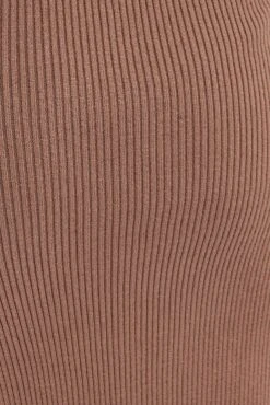 Brown Midi Dress Long Sleeve Off Shoulder Bardot Knit -Midi Dresses Style ed0173 38cb brown 6