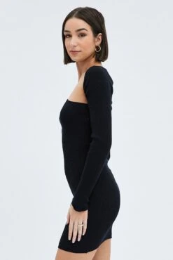 Black Dress & Shrug Set Long Sleeve Strapless Mini Knit -Midi Dresses Style ed0326 40cb black 4