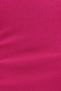 Pink Midi Dress High Neck Knit -Midi Dresses Style ed14324b 40mb hot pink 6