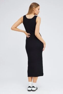Black Knit Dress Sleeveless Midi Side Split -Midi Dresses Style ed1686 40r black 5