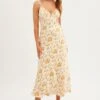 White Floral Midi Dress Sleeveless V-Neck Satin -Midi Dresses Style ed2537 81pb floral 1