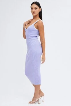 Purple Knit Dress Sleeveless Sweatheart Midi -Midi Dresses Style ed4001 40m lilac 4