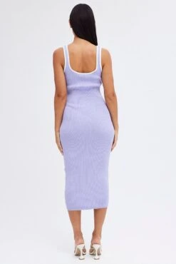 Purple Knit Dress Sleeveless Sweatheart Midi -Midi Dresses Style ed4001 40m lilac 5