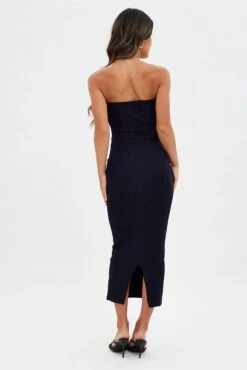 Blue Sweetheart Neckline Bandeau Knit Bodycon Dress -Midi Dresses Style ed9187a 40mb navy 5